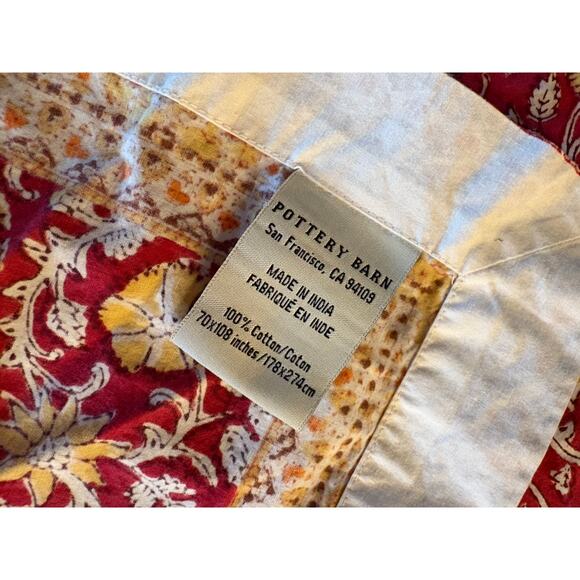 Pottery Barn Boho Tablecloth Rectangular Block Print Inspired 70" x 108" Cotton - Picture 3 of 4